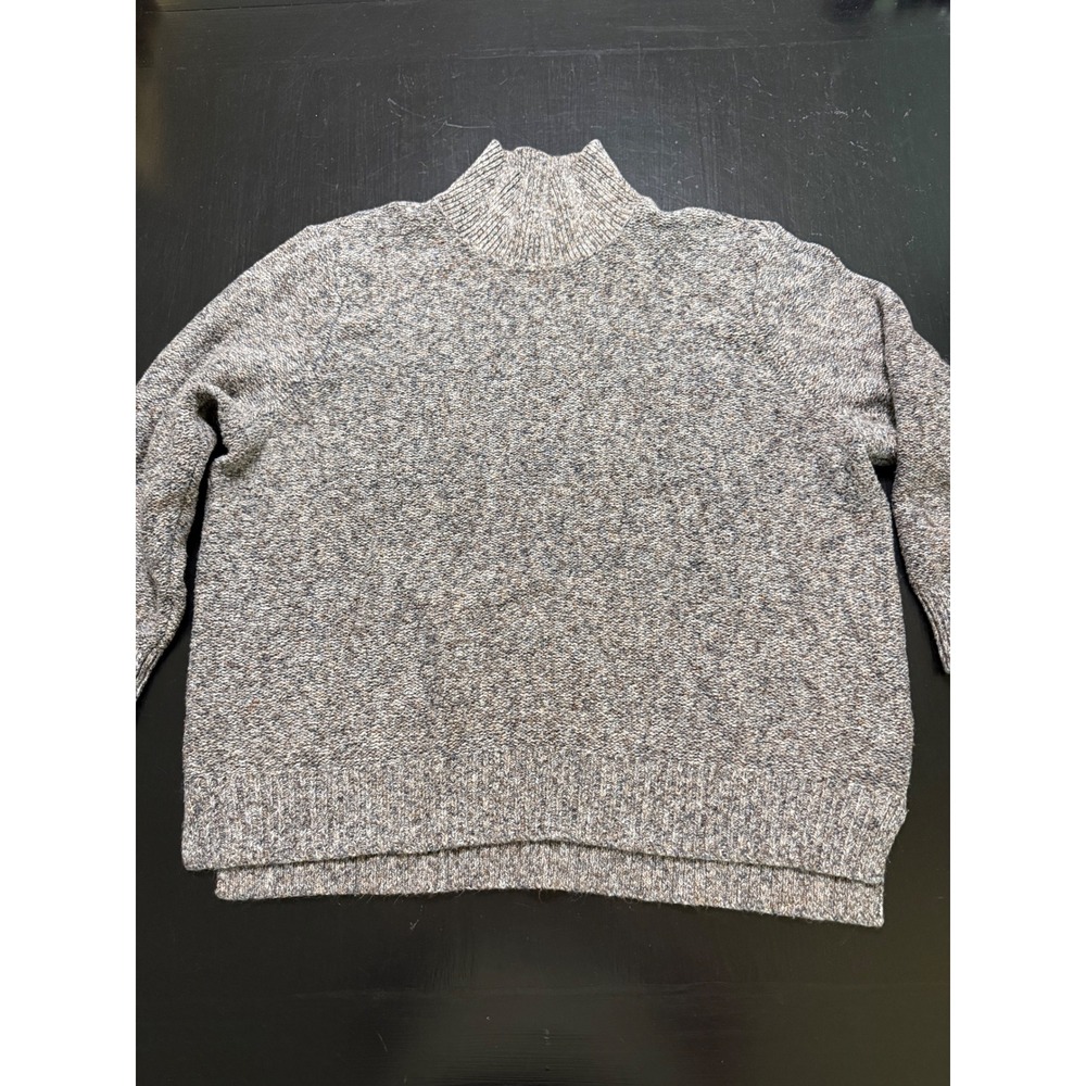 Morgan Taylor Womens 2X Marled Grey Mock Neck‎ Cotton Blend Knit Sweater